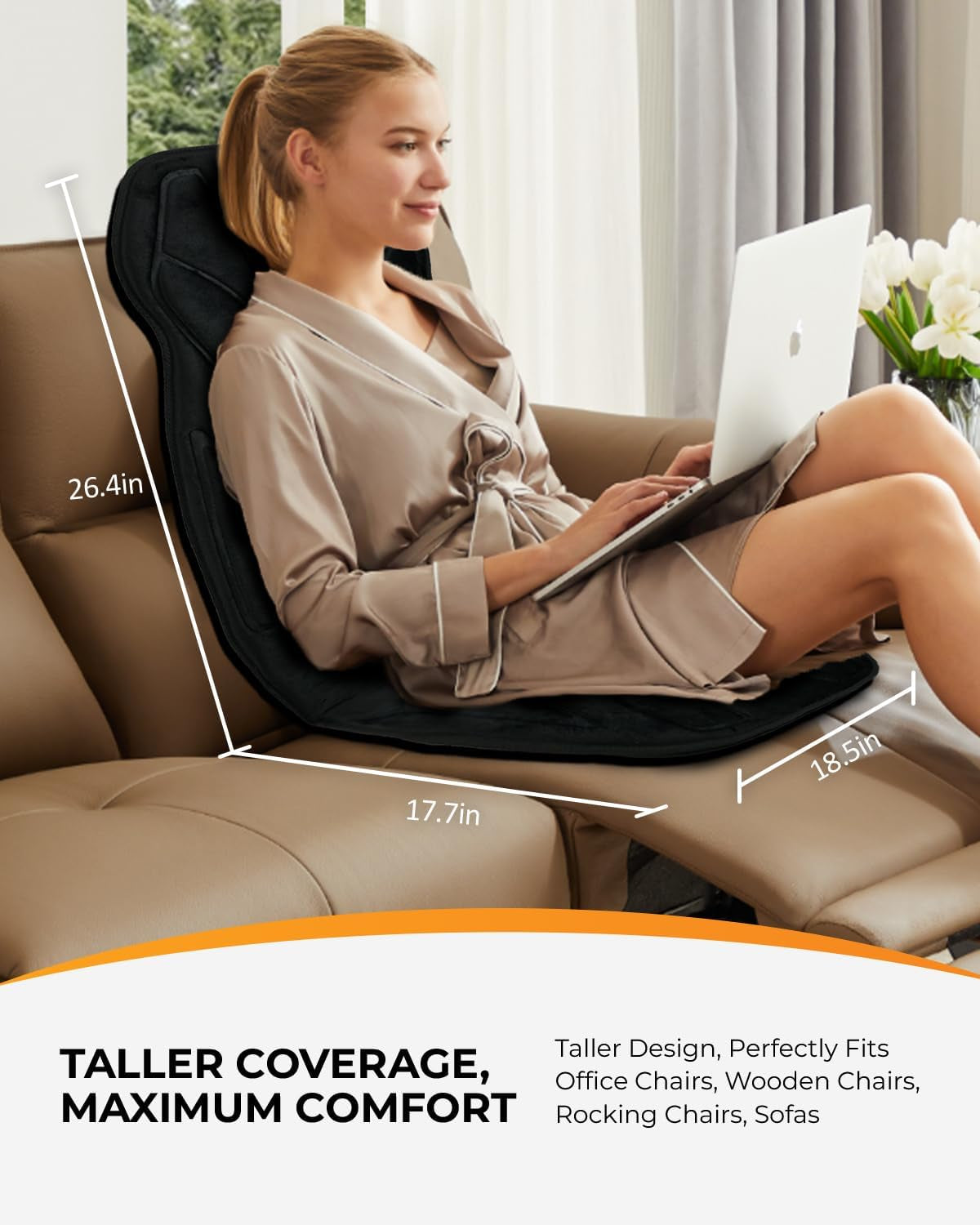 Vibration Back Massager with Heat, 2025 Christmas Birthday Gifts for Mom Dad Him Men Husband, Massage Chair Pad with 8 Vibrating Motors & 2 Levels Heat, Heated Seat Cushion for Home Office Use