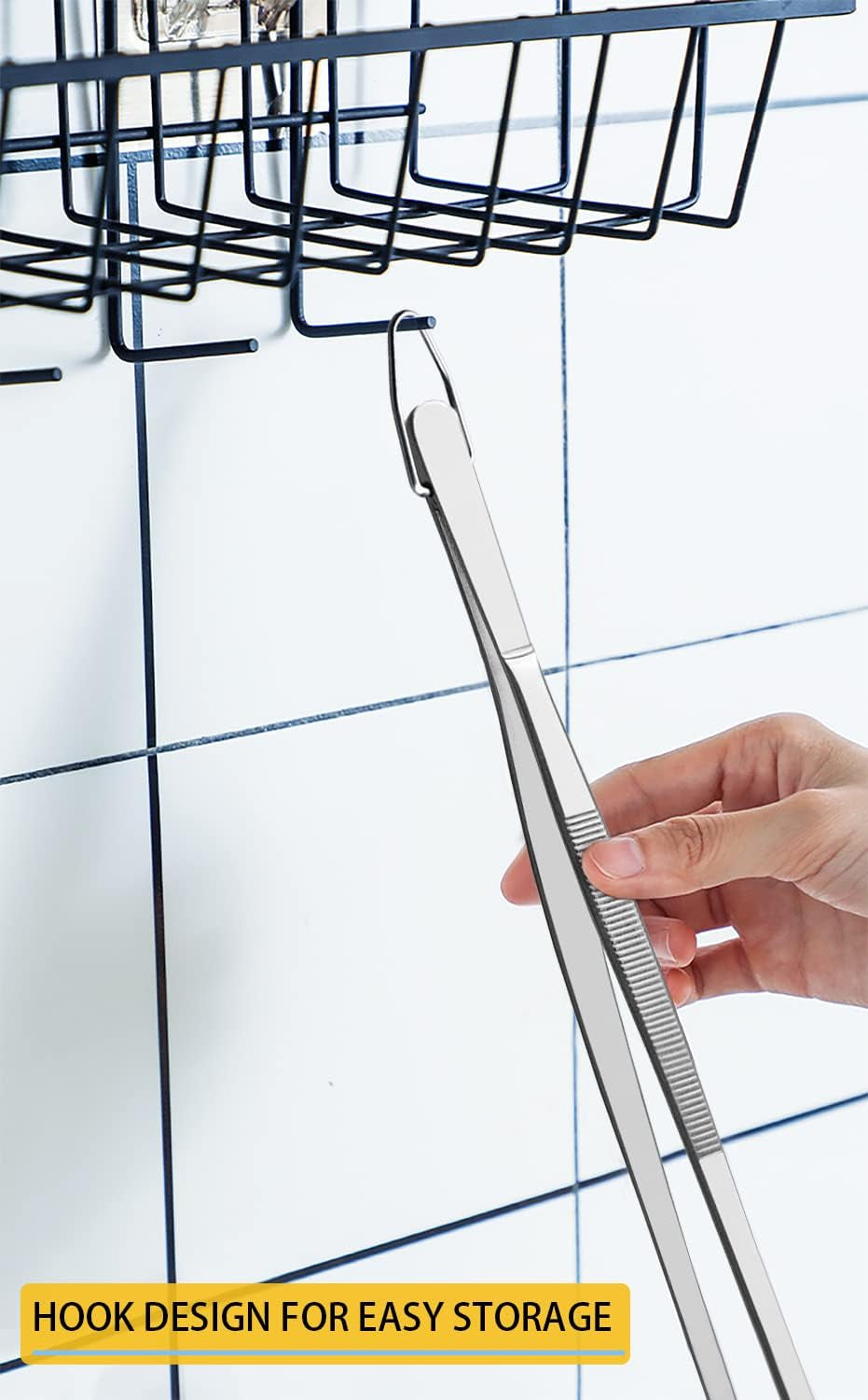 12-Inch Kitchen Tweezers Fine Tweezer Tongs Extra-Long Stainless Steel Cooking Tweezers