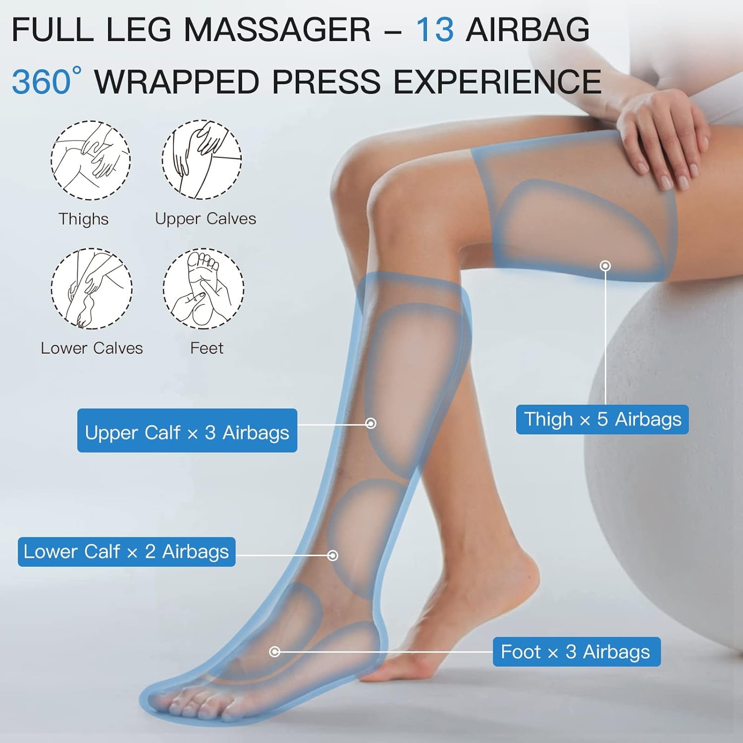 Leg Massager with Heat and Compression, Air Compression Leg Massager for Circulation and Pain Relief Muscles Relaxation Gifts FSA - HSA