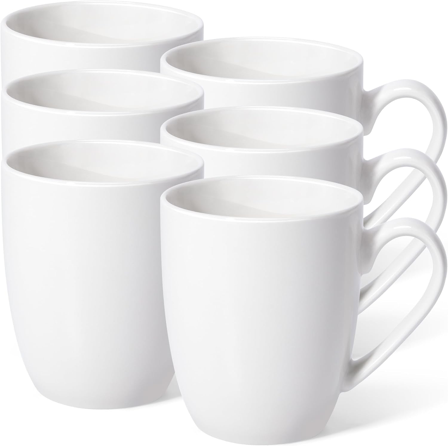 16 Oz Large Coffee Mugs Set of 6 Ceramic Coffee Mug White Coffee Cups Tea Cups Idea Gift for Women Men House Warming Gifts New Home Office, White 6 Pack (White)