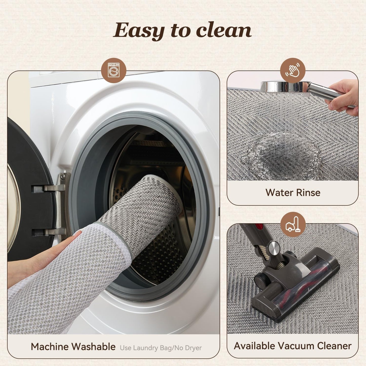 Kitchen Rugs-Non Slip Washable Kitchen Mats for Floor-Absorbent and Easy to Clean Rugs for Kitchen in Front of Sink, Laundry, Office, Home, 17"*30", Grey