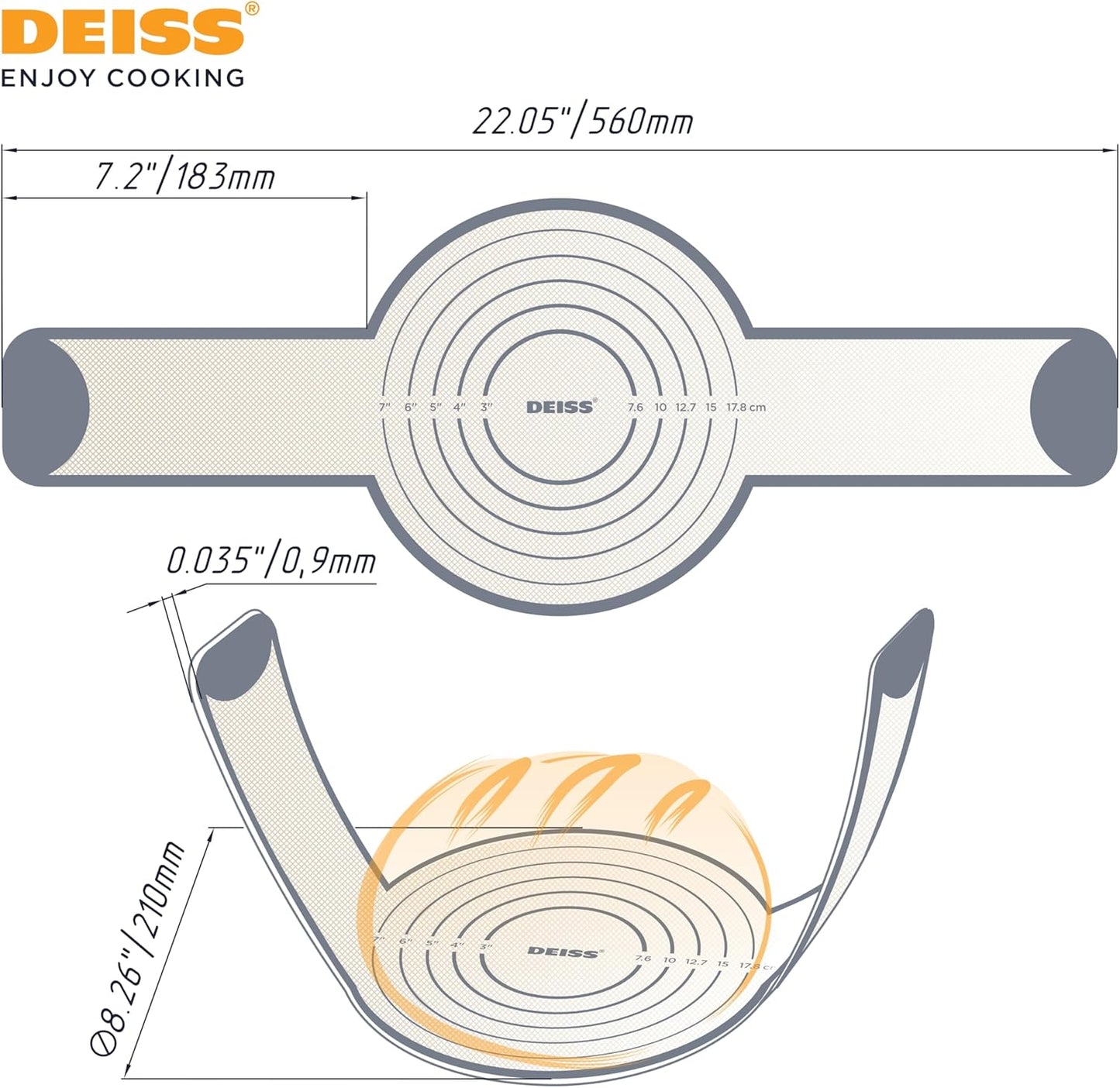 Silicone Bread Sling for Dutch Oven, 2PCS - Heat Resistant, Nonstick & Reusable Bread Baking Mat, Silicone Baking Mat for Bread Making, Durable & Easy-To-Clean Sourdough Bread Baking Supplies