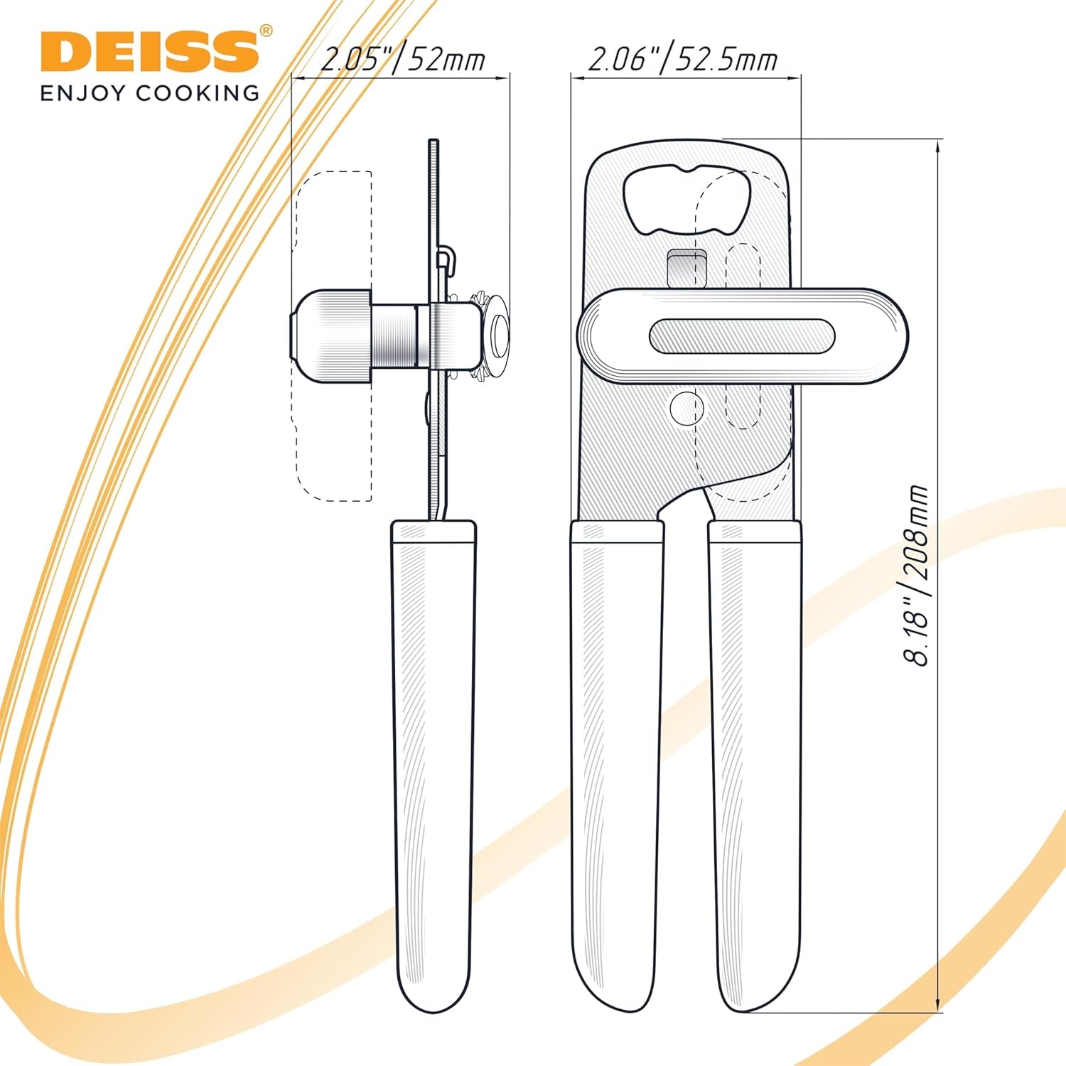 PRO Hand Held Can Opener – Smooth Edge Can Opener Manual & Bottle Opener, Heavy Duty Stainless Steel Can Openers, Effortless Turn Knob, Sharp Blade for Easy Cutting, Non-Slip Ergonomic Handle