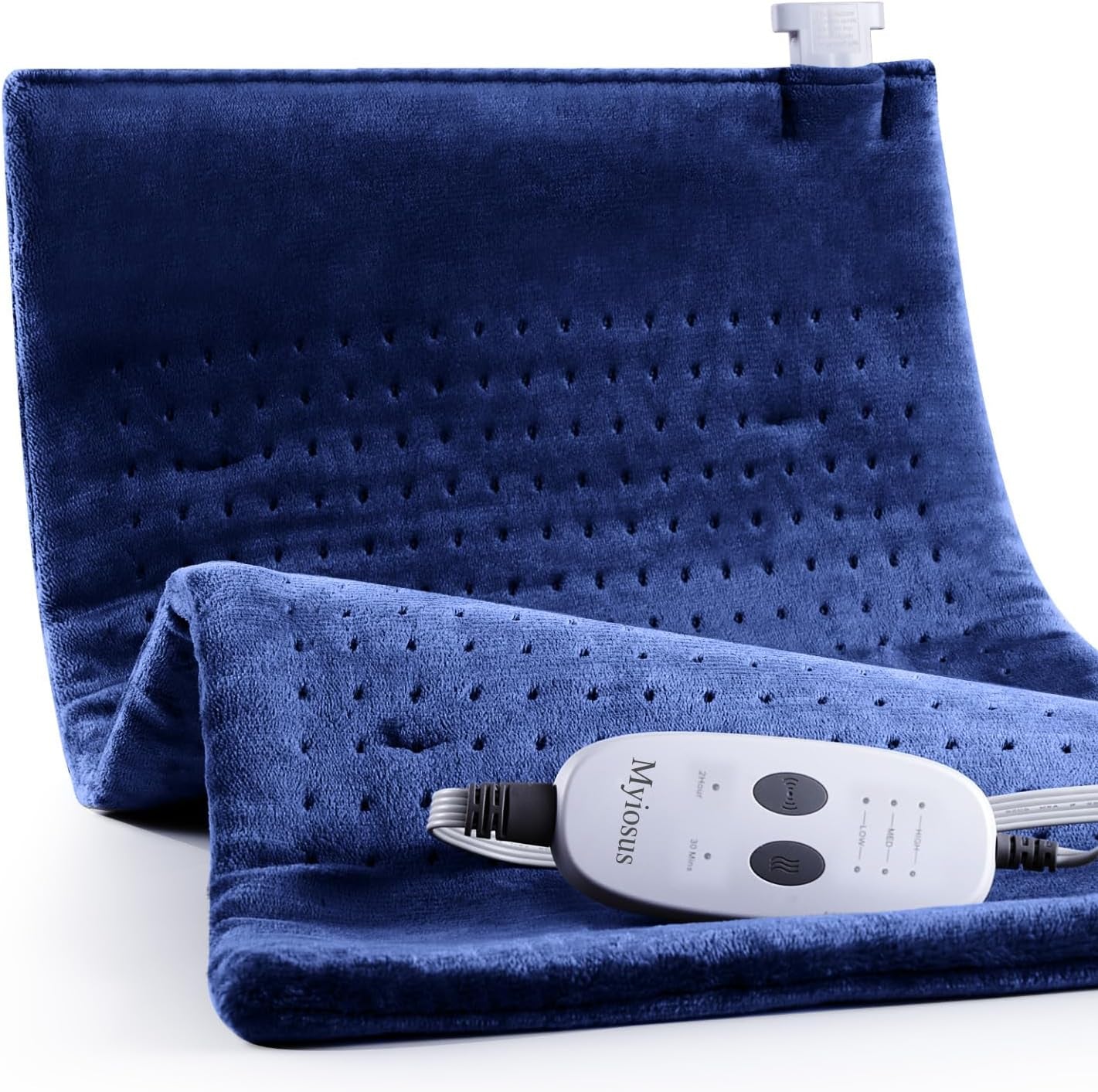 Massaging Weighted Heating Pad for Back Pain Relief,Heating Pads for Neck, Shoulder,Cramp,Portable Heated Pad with 3 Heat Settings & 6 Massage,18 Relaxing Combinations,Auto Off,12"*24",Dark Blue