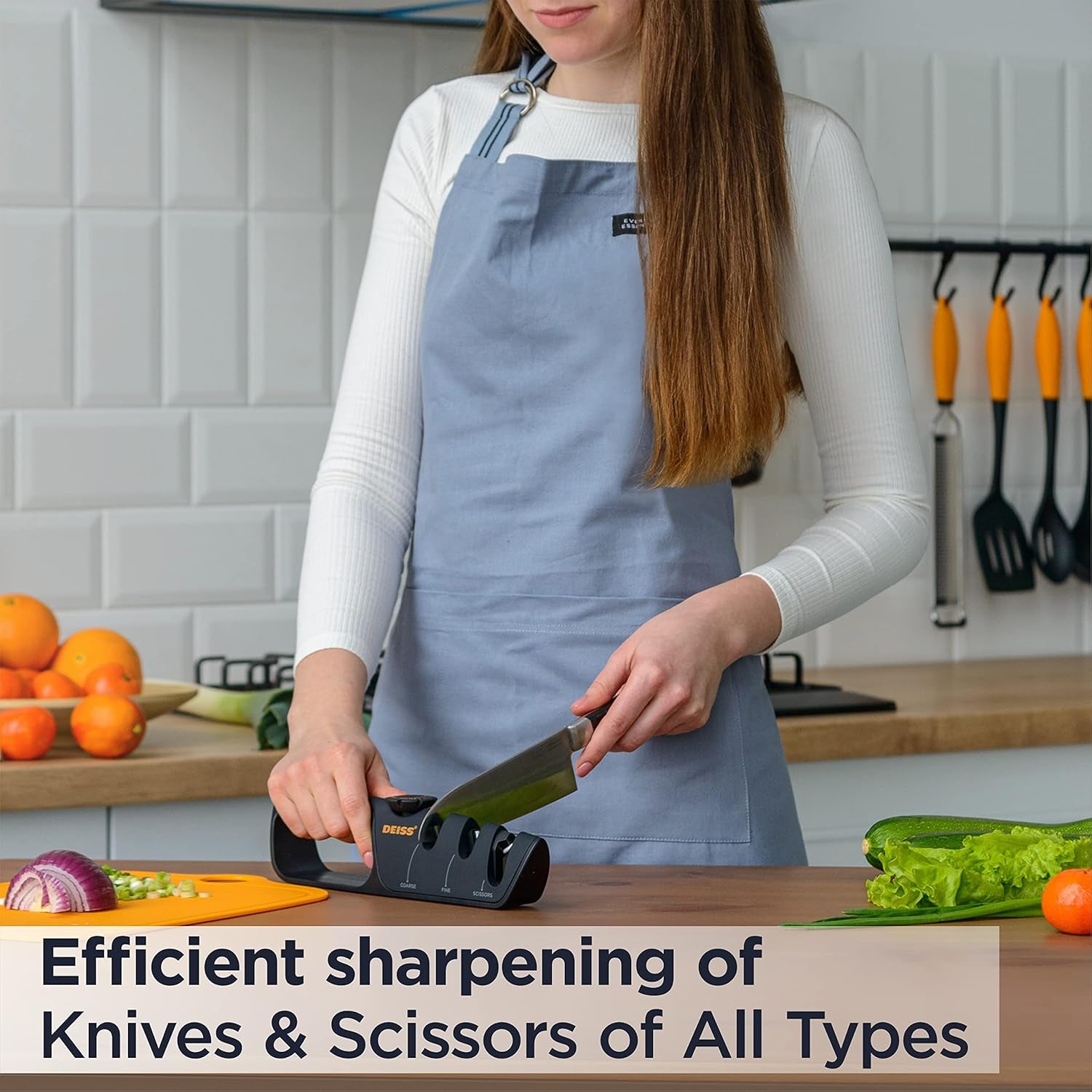 PRO Knife Sharpener with Adjustable Angle Knob - Handheld Manual Knife Sharpeners for Kitchen Knives, Scissors Sharpener, Pocket Knife Sharpener - Repair, Restore, Polish Blades, Non-Slip Grip