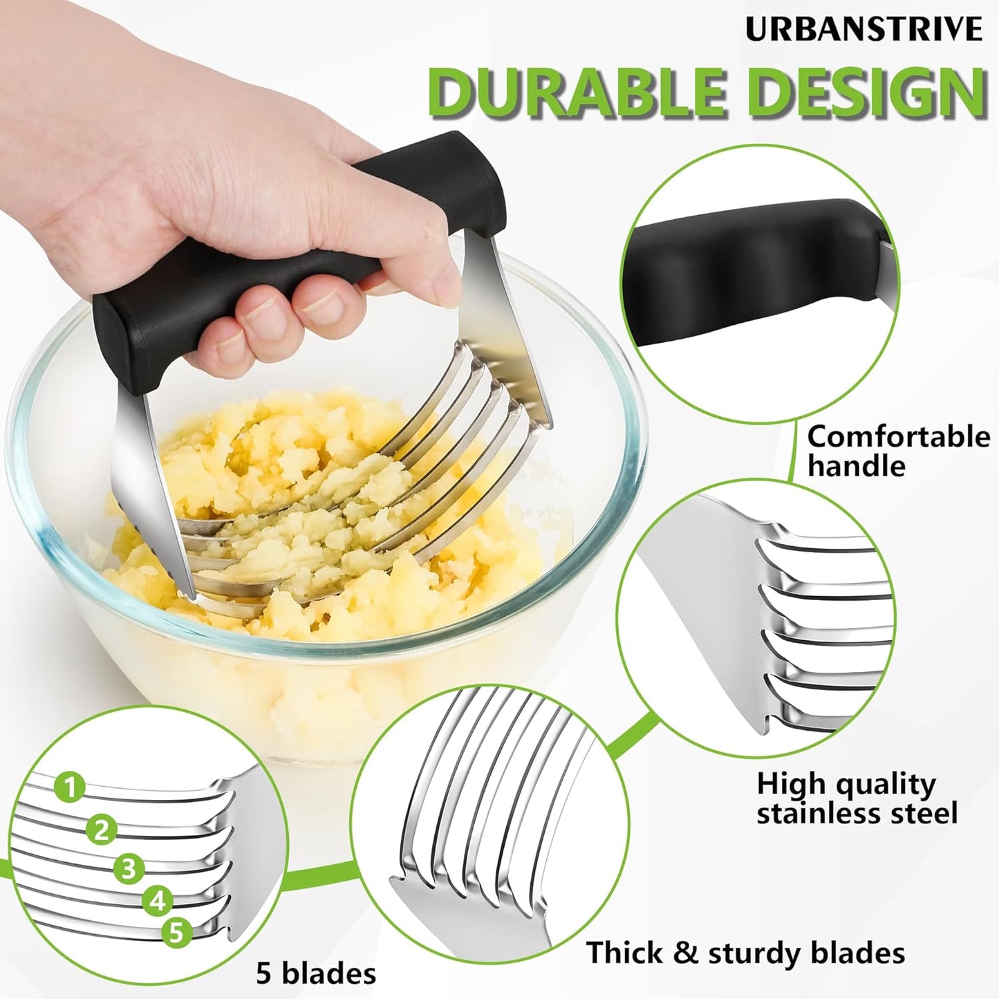 Large Pastry Cutter Tool, Top Professional Pastry Blender Stainless Steel, Heavy Duty Dough Blender, Dishwasher Safe Baking Supplies Baking Tools, Black