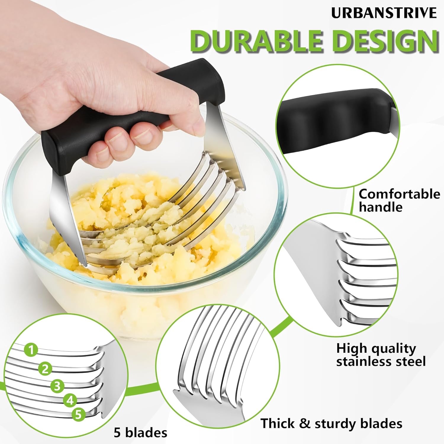 Large Pastry Cutter Tool, Top Professional Pastry Blender Stainless Steel, Heavy Duty Dough Blender, Dishwasher Safe Baking Supplies Baking Tools, Black