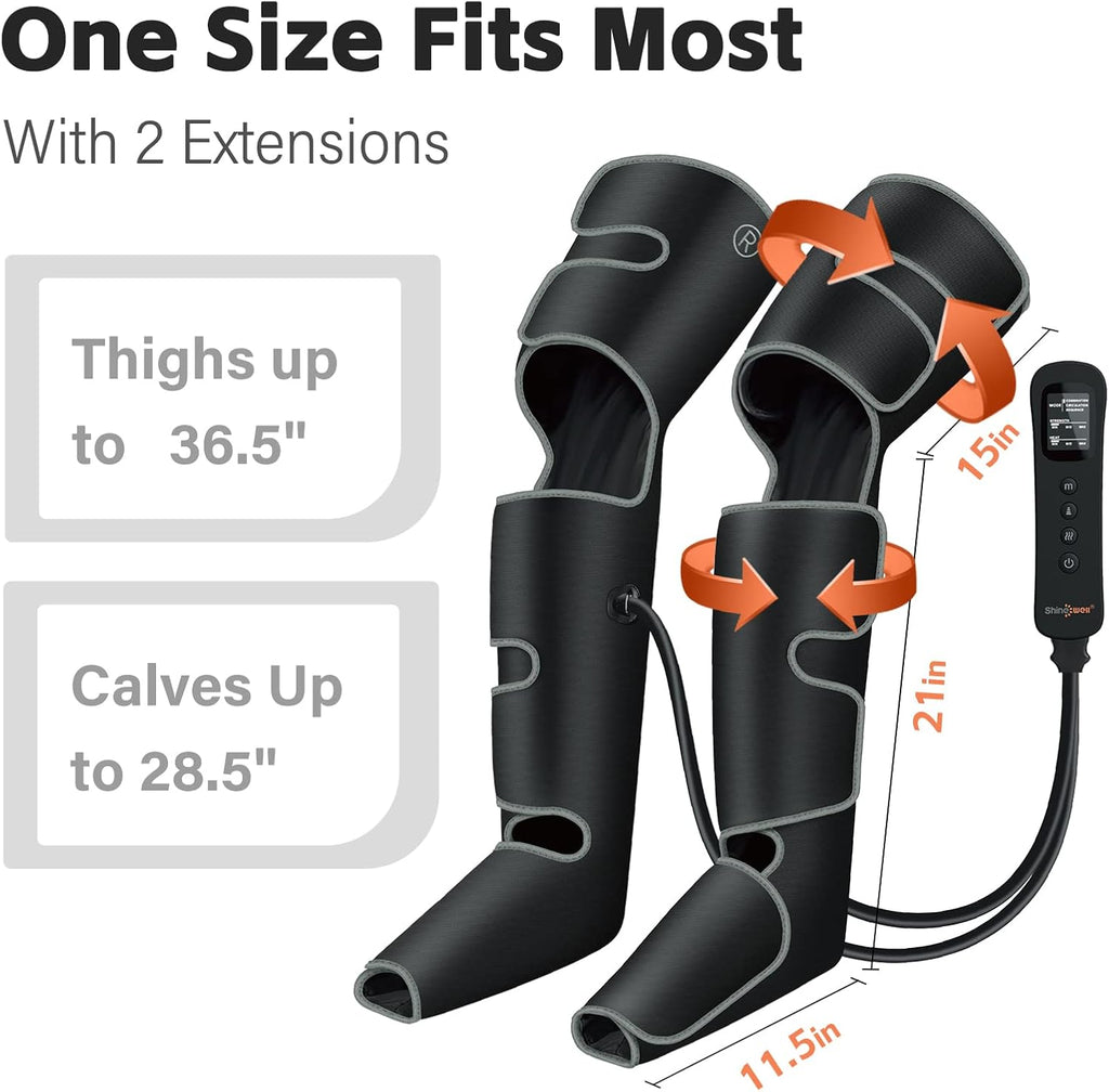 Leg Massager with Heat and Compression for Circulation, 3 Heat 3 Modes 3 Intensities for Pain Relief and Swelling, FSA HSA Eligible