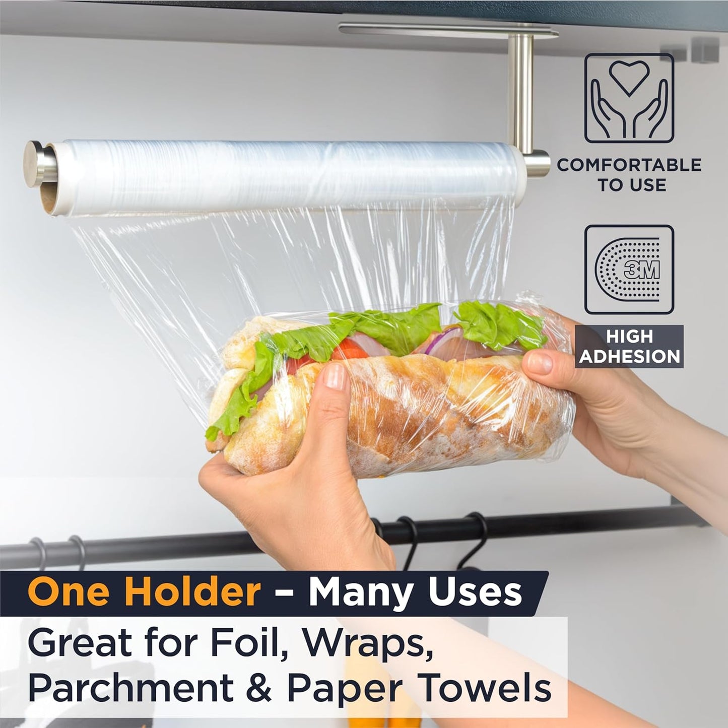 Pro Paper Towel Holder – under Cabinet, Wall Mount, or Countertop – Rust-Resistant Stainless Steel, One-Handed Tear Design, Space-Saving Paper Towel Dispenser, Towel Holder for Kitchen