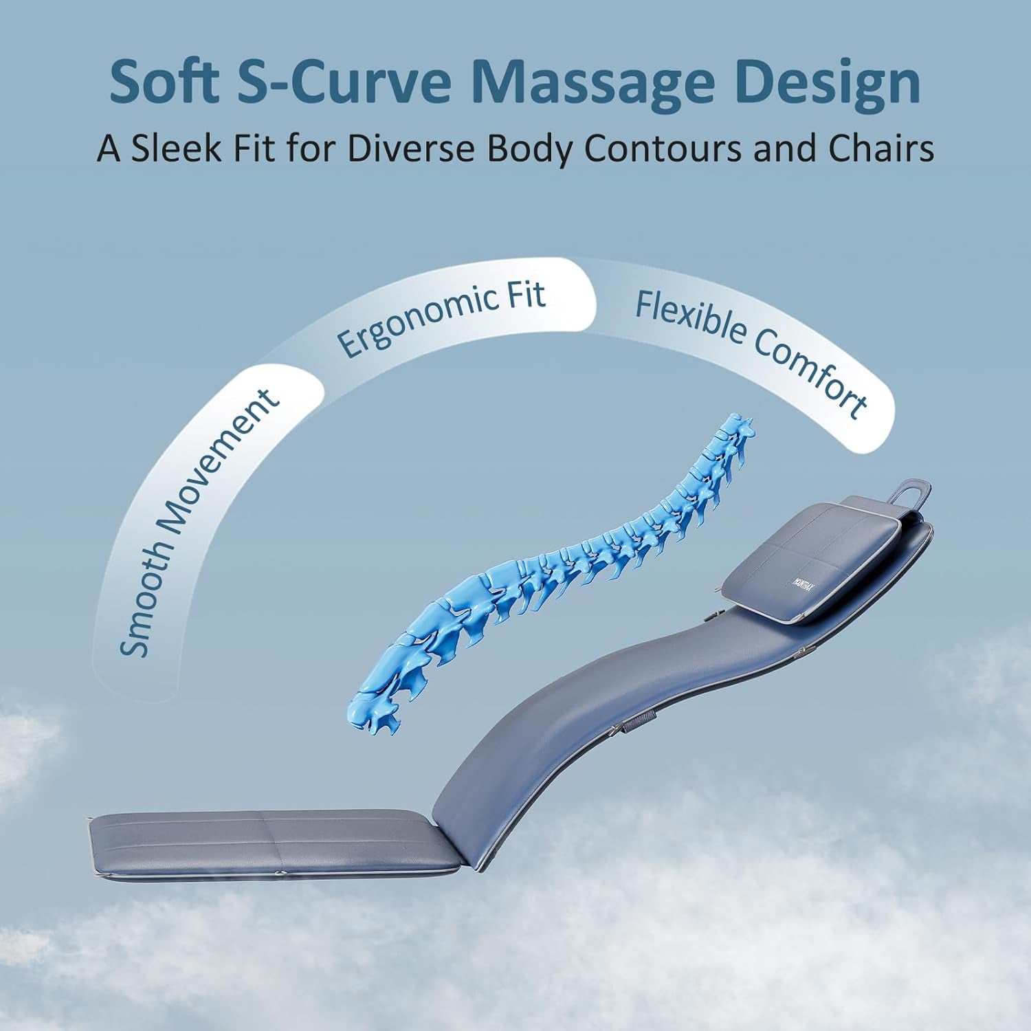 Back Massager for Chair, Full Back Massager for Pain Relief Deep Tissue, Massage Chair Pad with Soft S-Curve Design, Versatile Portable Massage Seat Cushion, Chair Massager