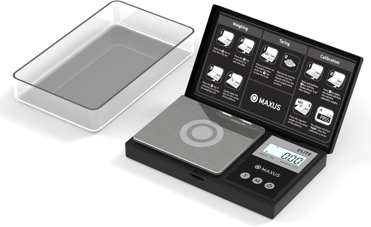 Digital Pocket Gram Scale 500G X 0.01G High Precision with Tray, Weighs Small Food, Jewelry, Ounces, Grains, LCD Display, Tare Function
