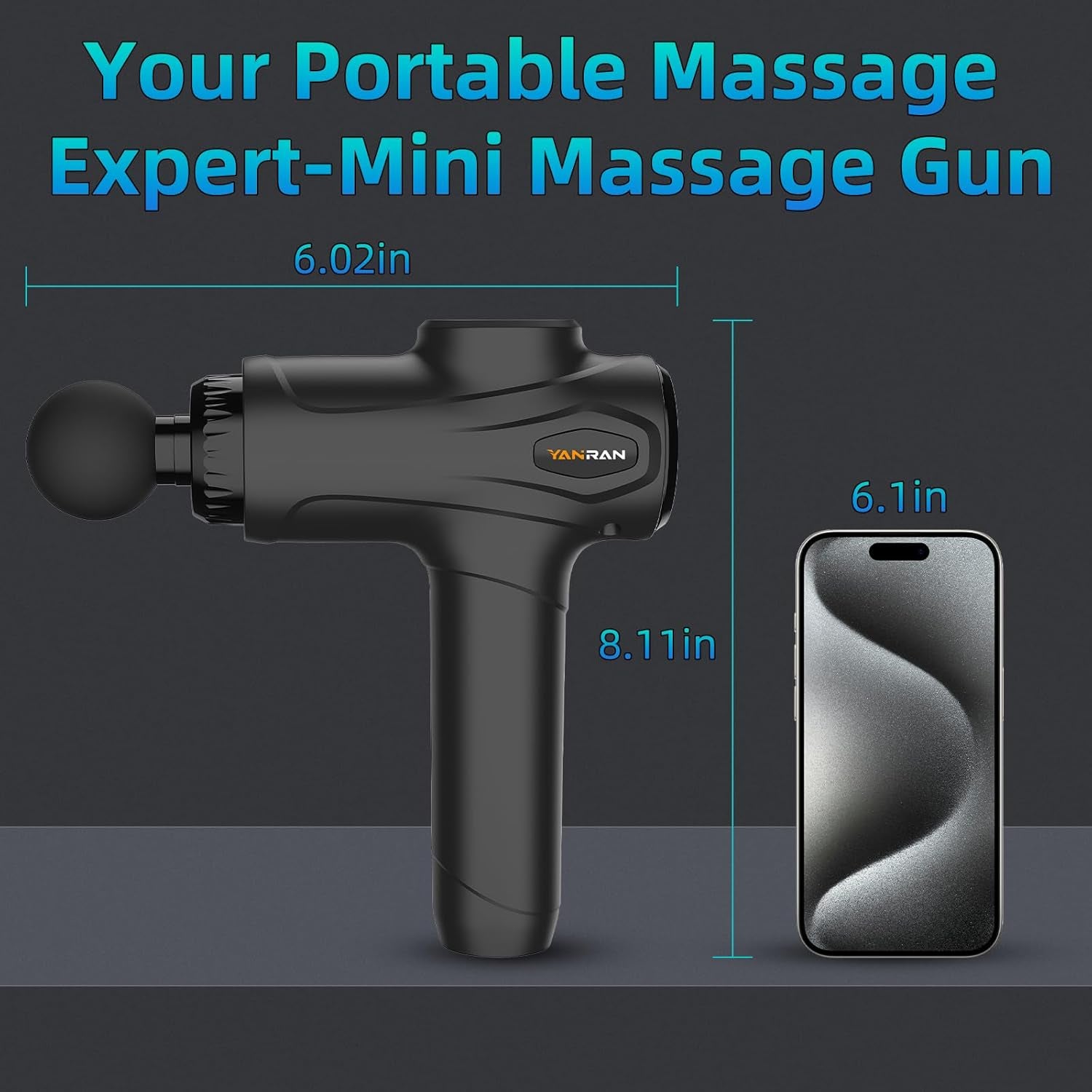 Deep Tissue Massage Gun Portable, Percussion Massage Gun with 7 Levels & 6 Massage Heads, Electric Massager for Muscles Pain Relief, Gifts for Men Women Athletes for Sports and Relaxation