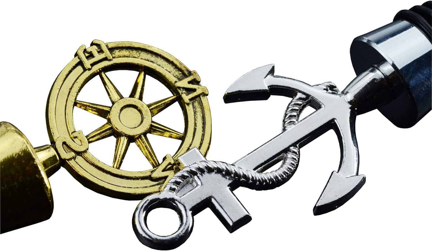 2 Pack Wine and Beverage Bottle Stoppers Stainless Steel Wine Stopper (Anchor and Rudder)