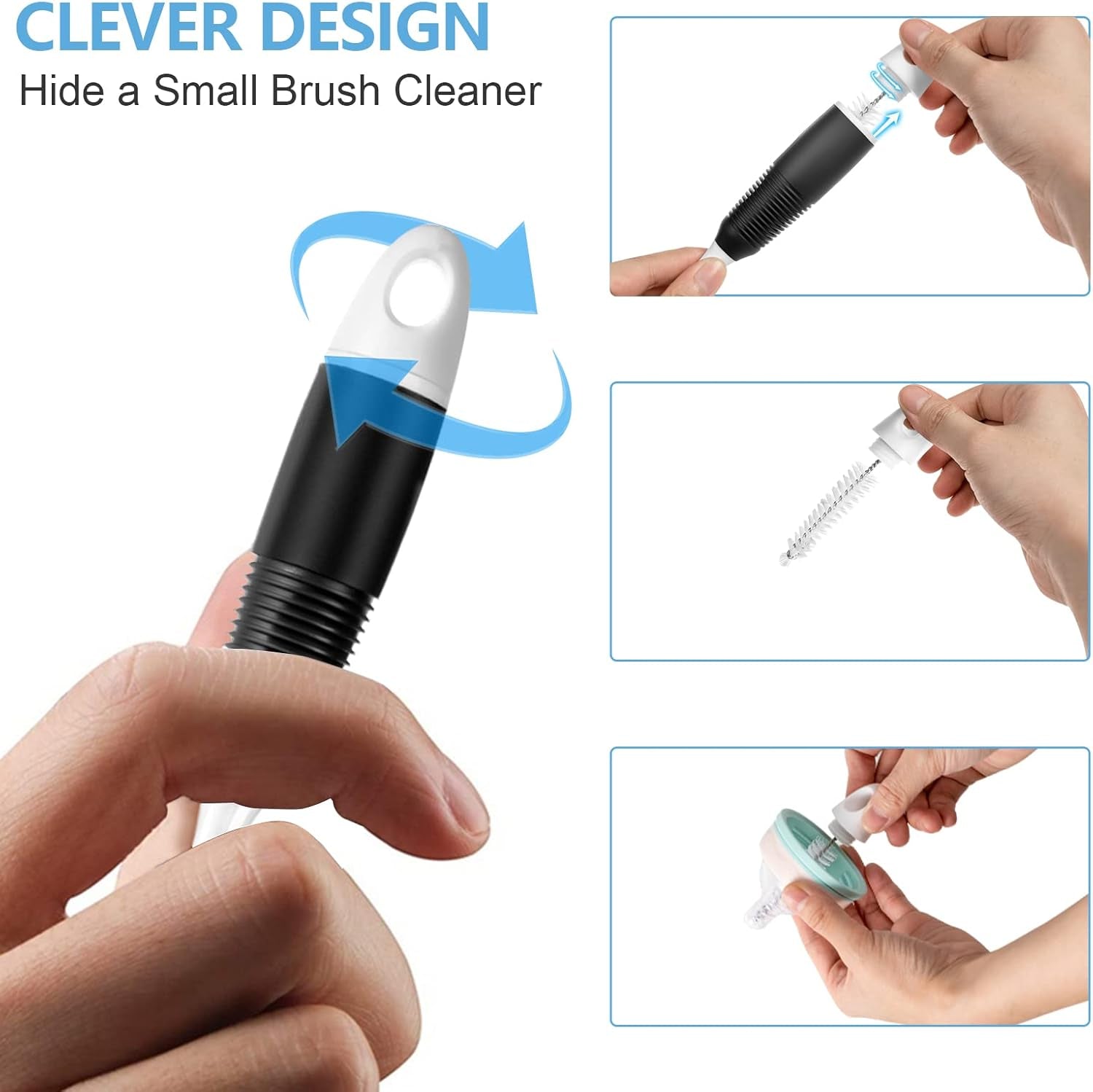 12 Pcs Shower Curtain Hooks and 2 Pack Bottle Cleaner Brushes