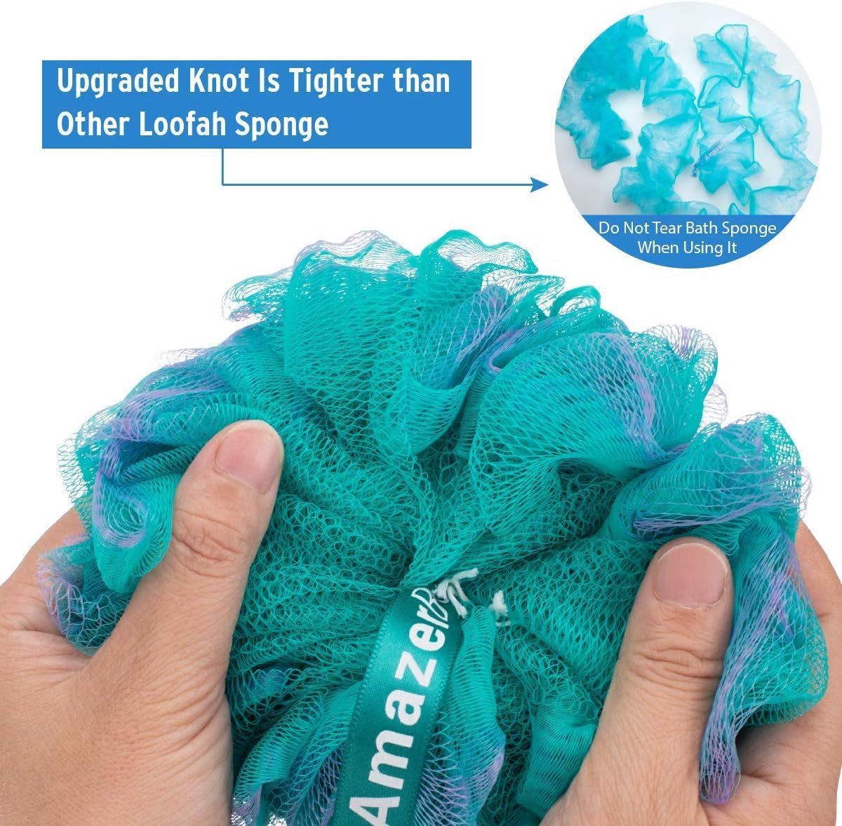 Shower Bath Sponge Shower Loofahs Balls 75G/Pcs and  72X72 Inches PEVA 3G Shower Curtain Liner