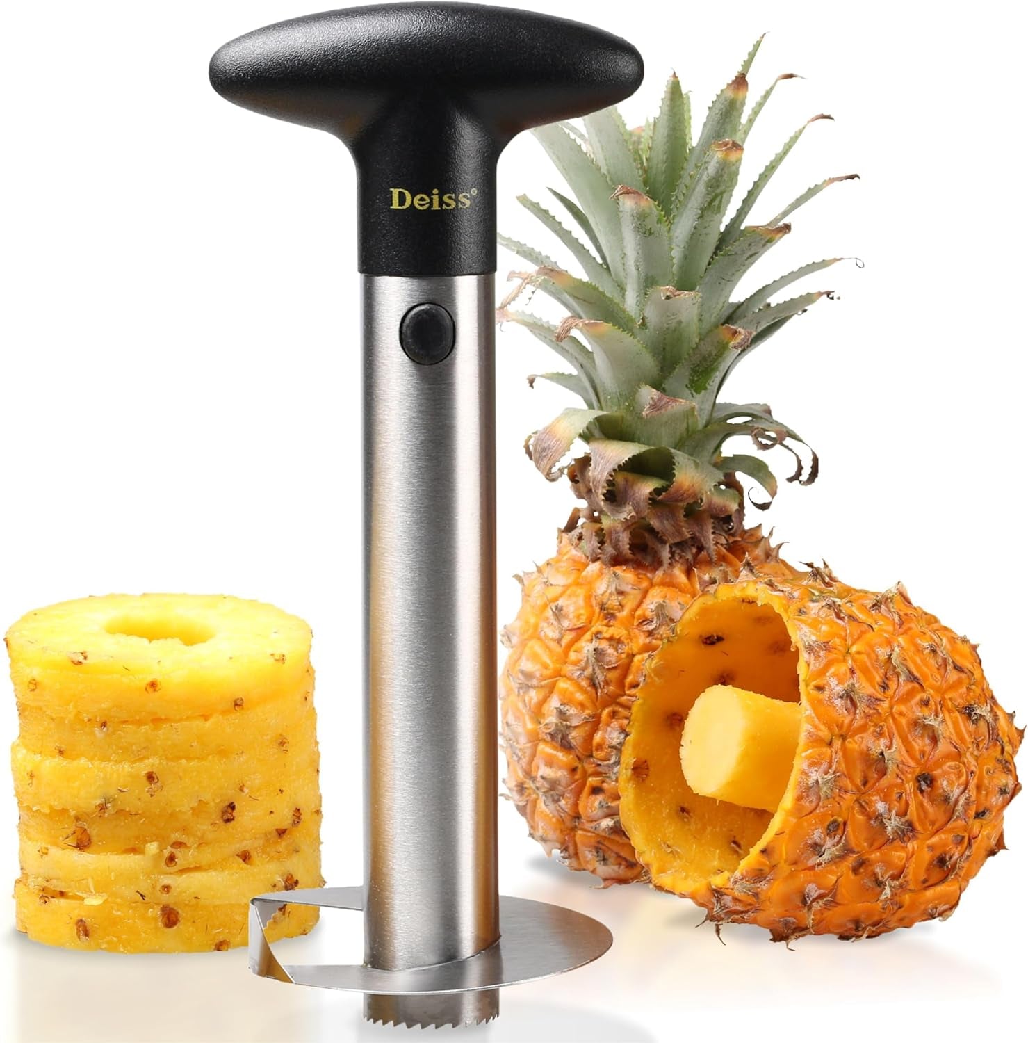 PRO Pineapple Corer — 2 in 1 Stainless Steel Pineapple Cutter Tool & Corer Tool Kitchen - Pineapple Corer and Slicer Tool - Fruit Cutter Tool, Pineapple Slicer and Corer - Dishwasher Safe