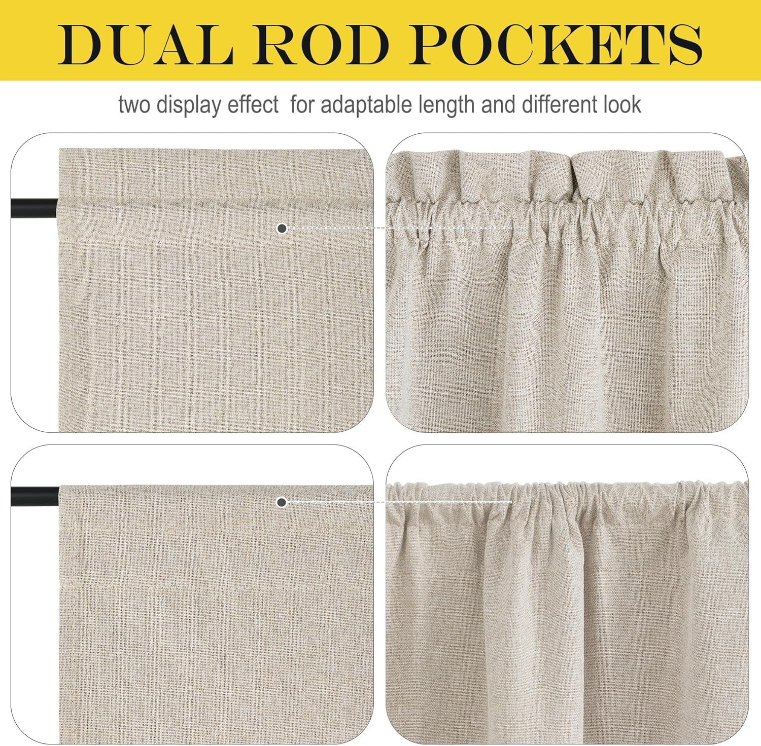 100% Blackout Curtain for Door Window - Privacy Room Darkening Shade, Thermal Insulated French Door Curtain with Tie Back, Elegant Home Decoration, 1 Panel, 25 X 72 Inch, Linen