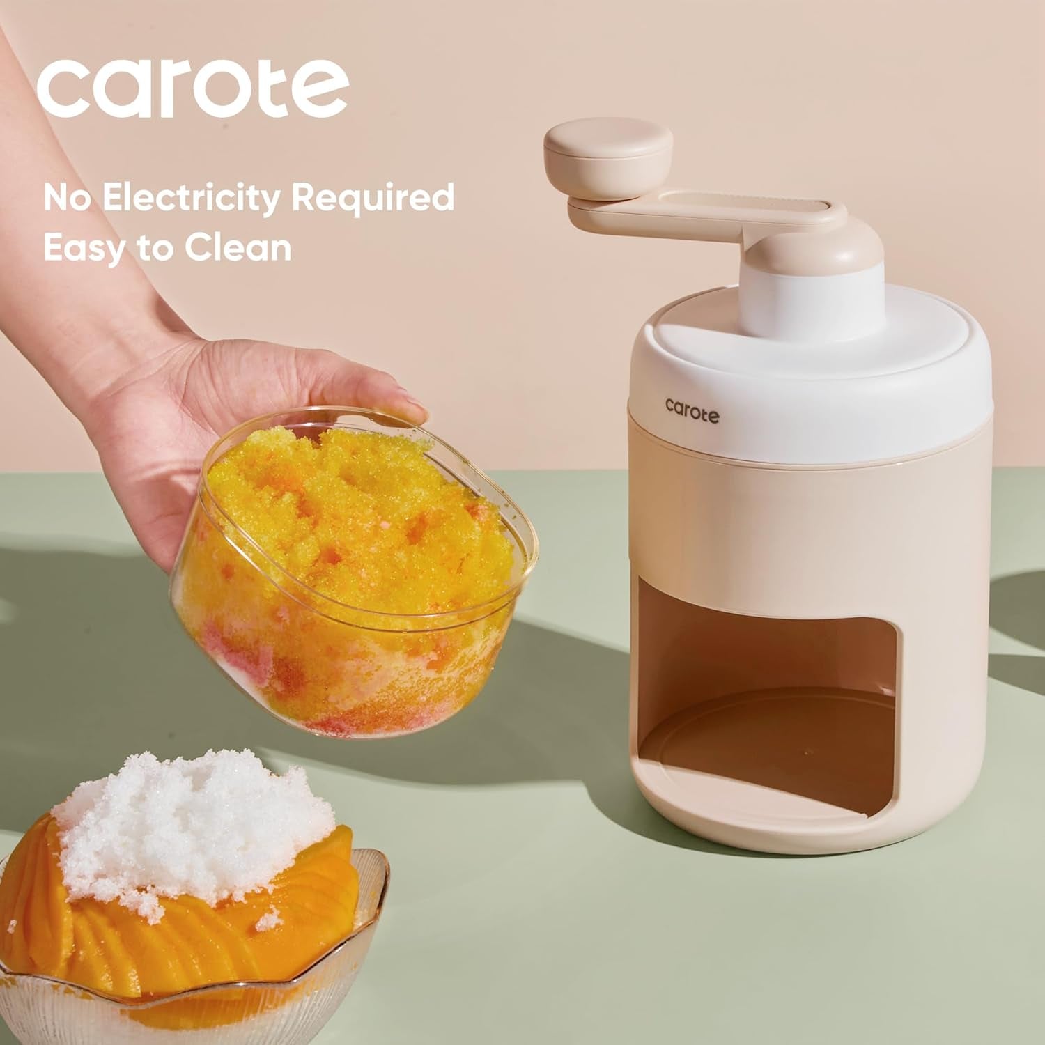 Shaved Ice Machine, Manual Ice Shaver Machine Snow Cone Machine with Ice Mold Box for Kitchen and Picnic, Slushie Machine, Bpa-Free