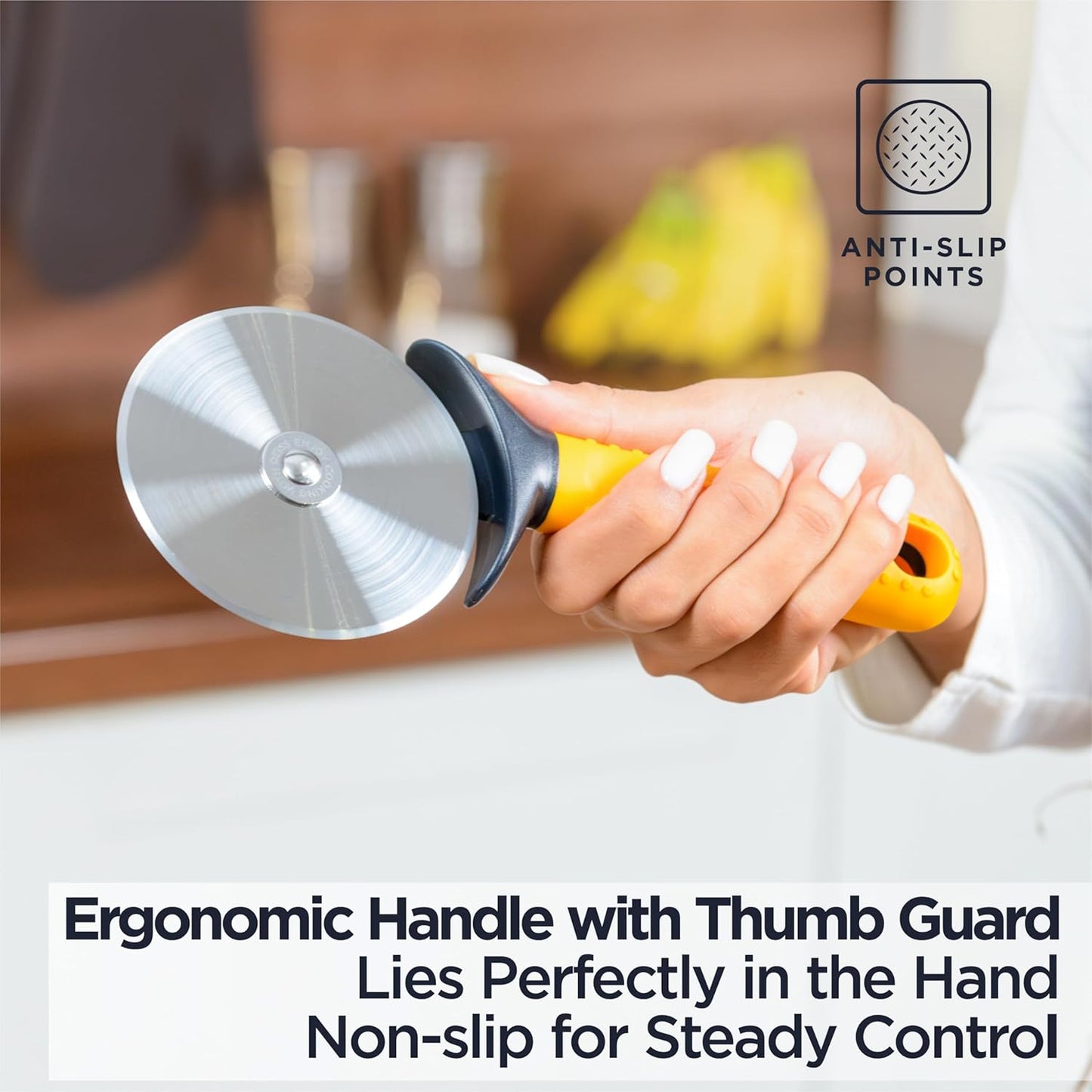 Pro Heavy Duty Pizza Cutter with Wheel Slicer- Stainless Steel Sharp Smooth Pizza Cutter Wheel with Easy Grip Non-Slip Handle, Dishwasher Safe (ORANGE)