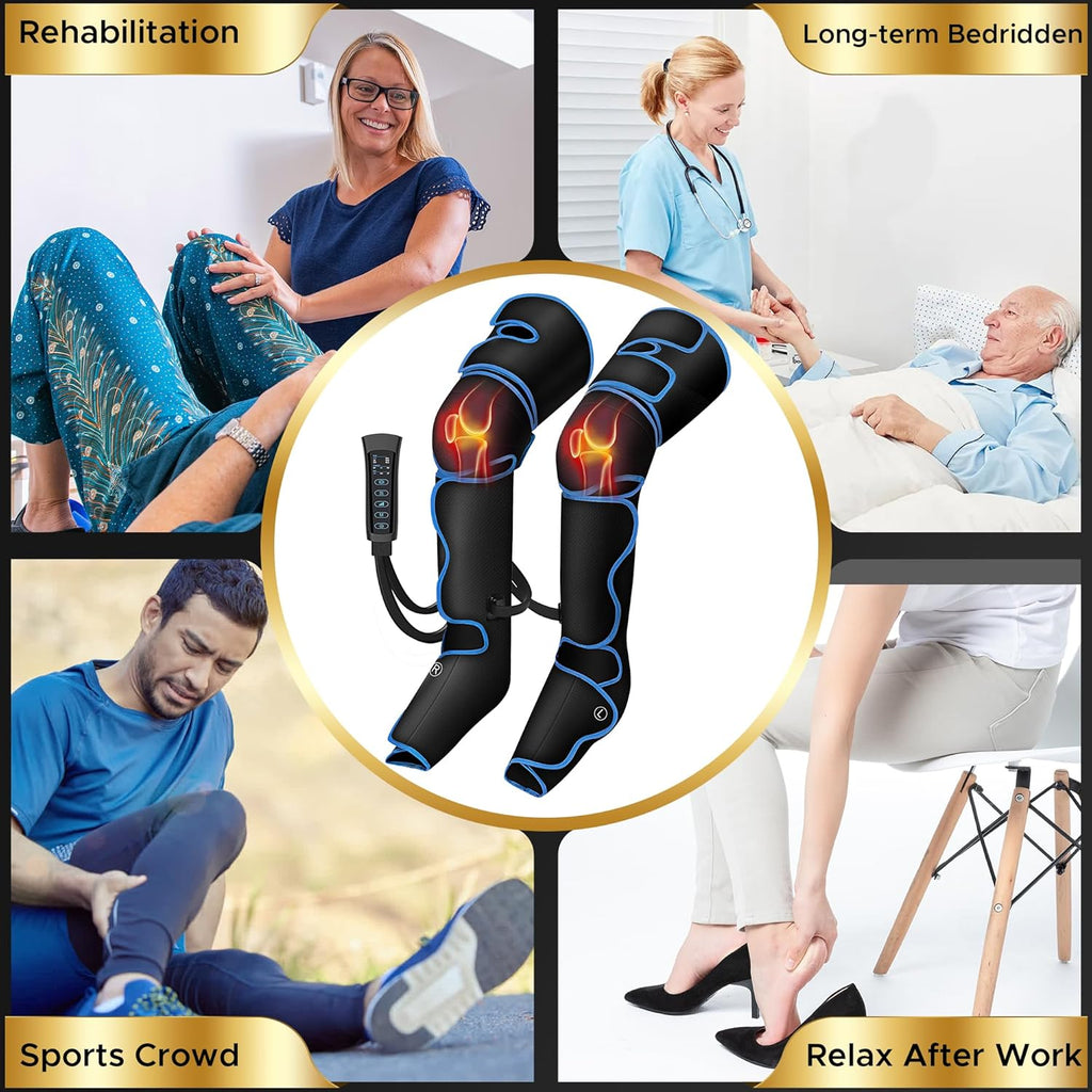 Leg Massager, Air Compression Massager with Heat, 6 Massage Modes & 3 Massage Intensities, for Foot, Calf, Knee＆Thigh and Muscles Relaxation