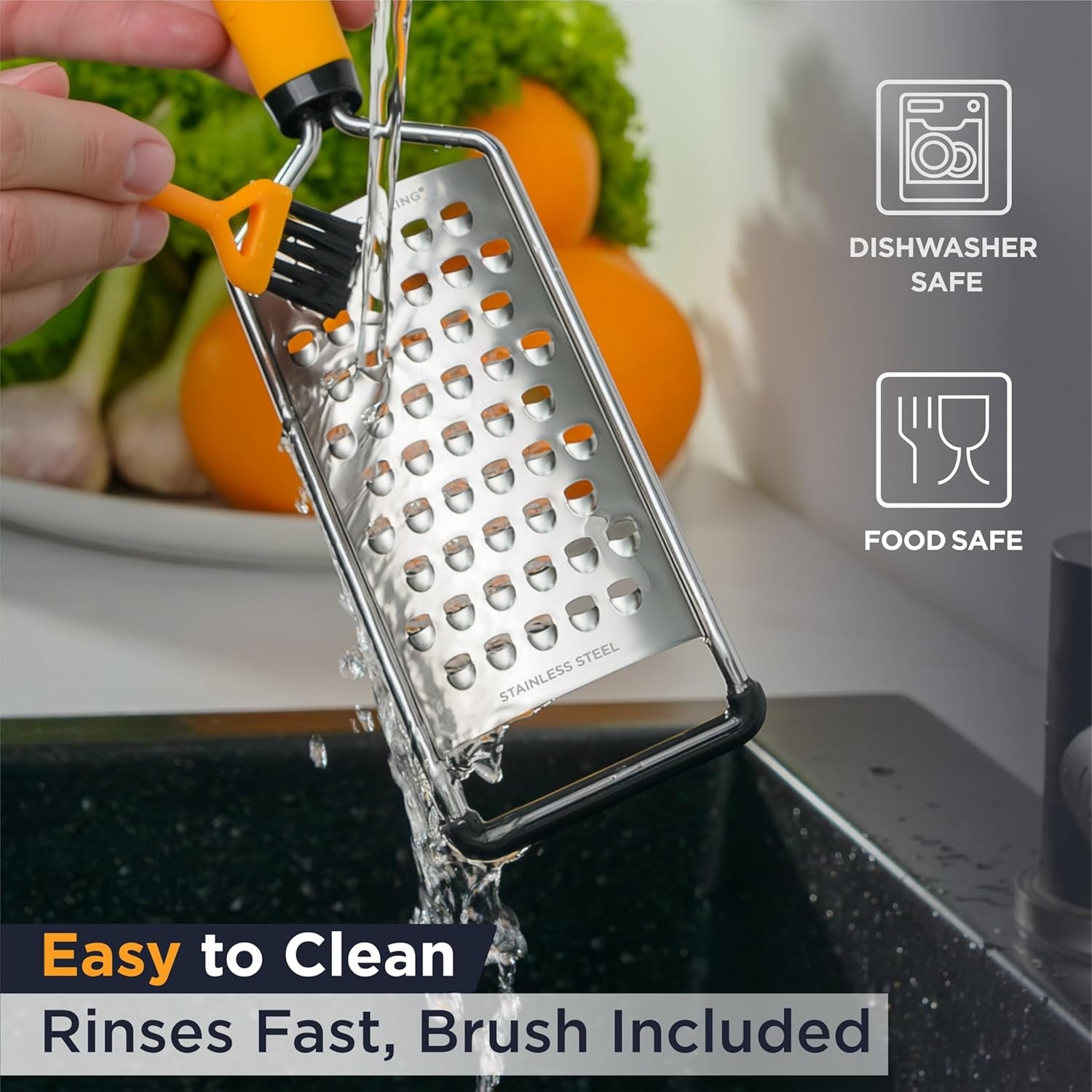 PRO Coarse Grater & Hand Held Cheese Grater - Sharp Stainless Steel Blades, Non-Slip Handle, Small Cheese Grater for Kitchen, Shredder, Dishwasher Safe