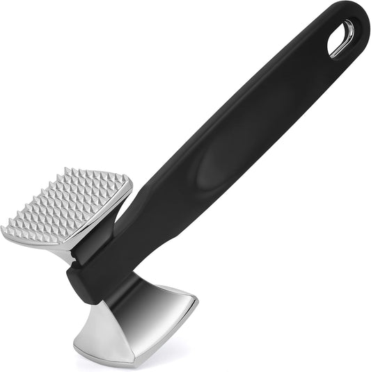 Premium Heavy Duty Meat Tenderizer Hammer, Stainless Steel Meat Mallet Tenderizer, Dual-Sided Meat Hammer Tenderizer, Meat Pounder Kitchen Mallet for Beef, Chicken Pounder, Black