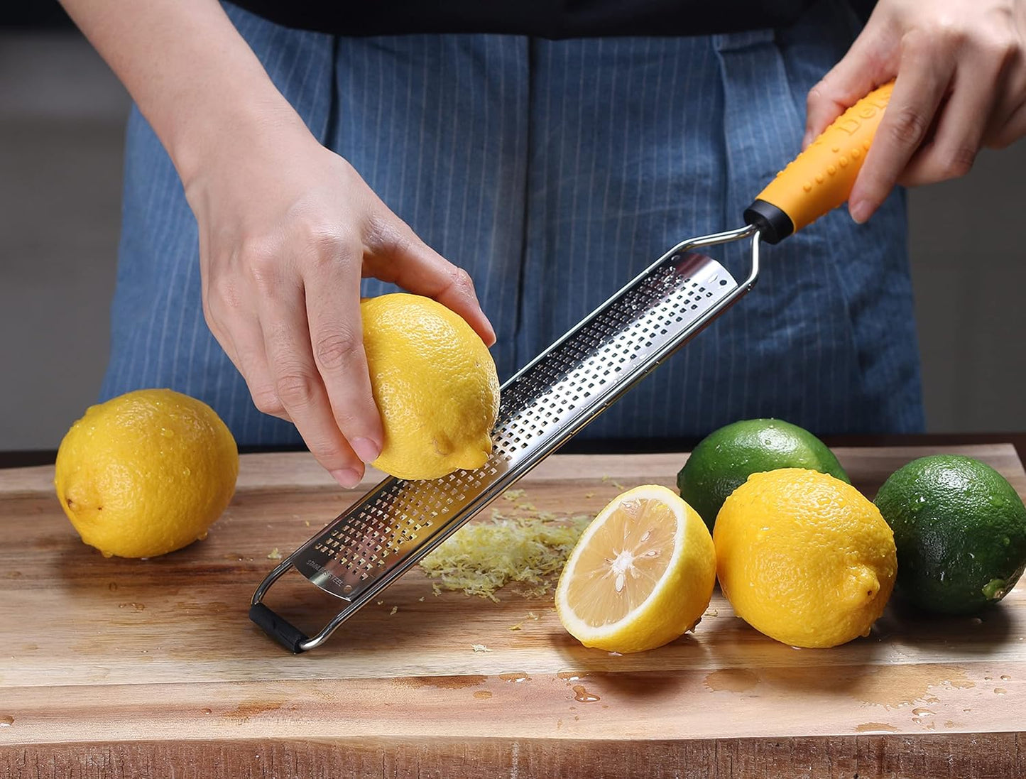 PRO Citrus Lemon Zester & Cheese Grater — Parmesan Cheese, Lemon, Ginger, Garlic, Nutmeg, Chocolate, Vegetables, Fruits - Razor-Sharp Stainless Steel Blade + Protect Cover - Dishwasher Safe