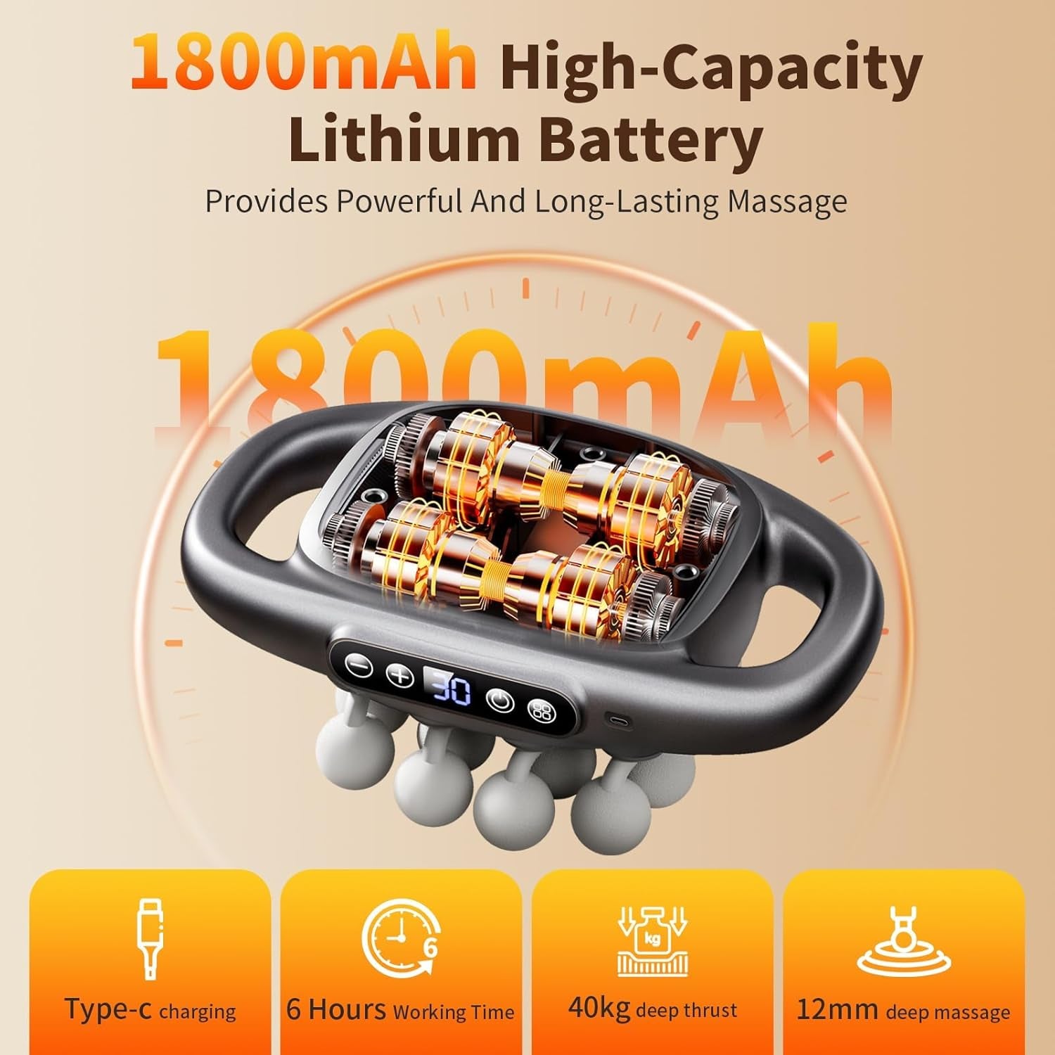 16-Head Massage Gun Set, Deep Tissue Percussion Massager with 3 Modes & 30 Intensities,Quiet Muscle Massage Gun for Back,Shoulders, Legs, Foot, Body Muscle Pain Relief